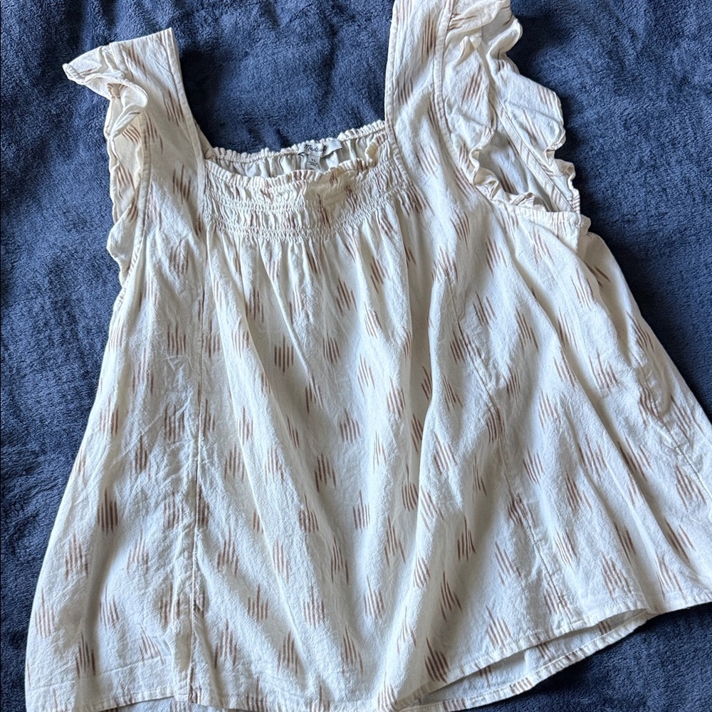 Madewell Cream and Brown Textured Top